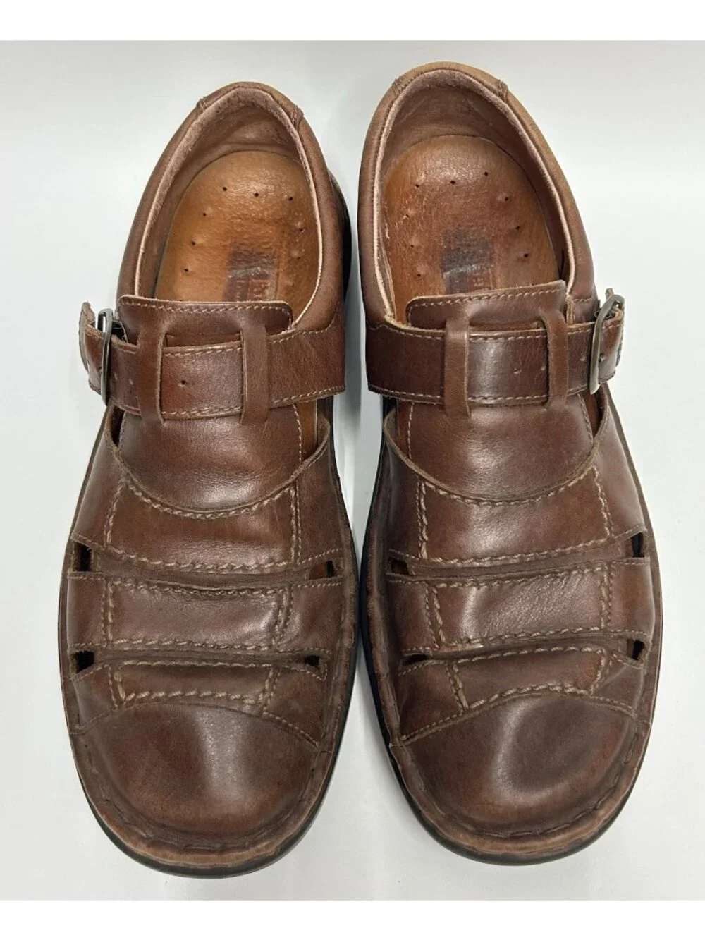 Josef Seibel Fisherman Sandals Men Sz EU 44/US (10.5-11) Brown Leather Office